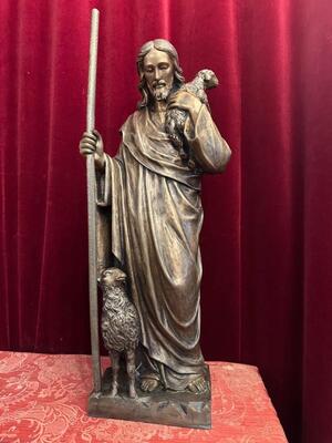 1 Gothic - Style Statue Jesus The Good Shepherd Suitable For Outdoor Use !