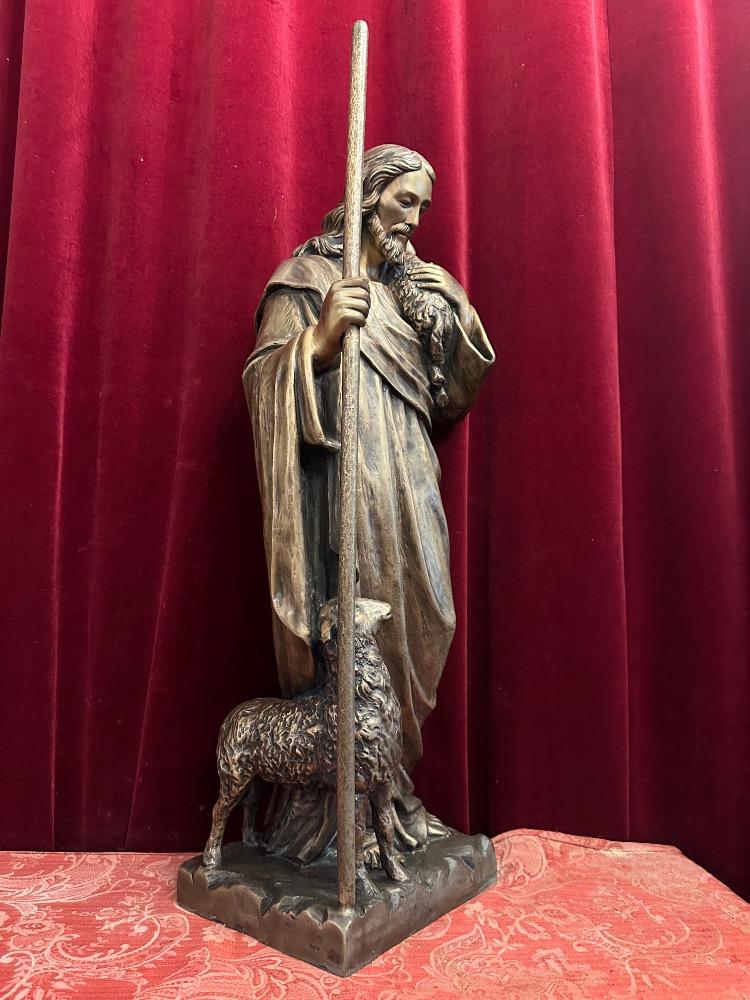 1 Gothic - Style Statue Jesus The Good Shepherd Suitable For Outdoor Use !