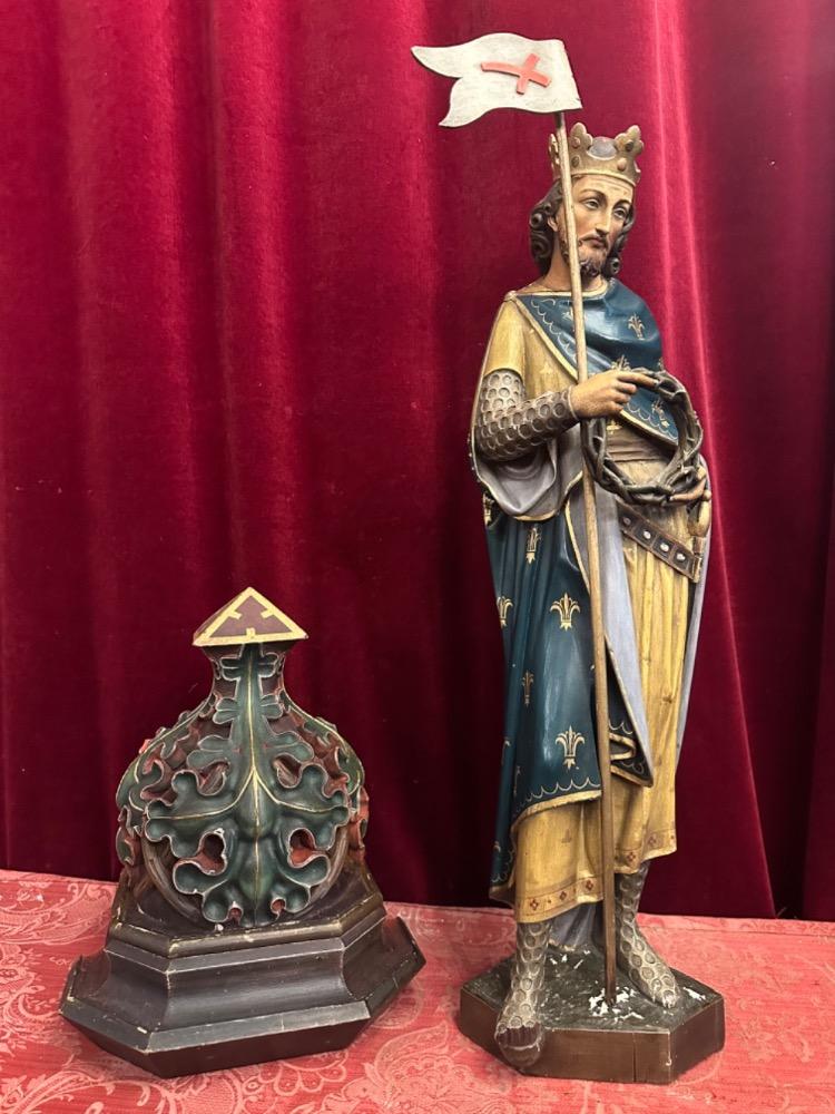 1 Gothic - Style Statue Of Louis Ix Of France With An Accompanying Console