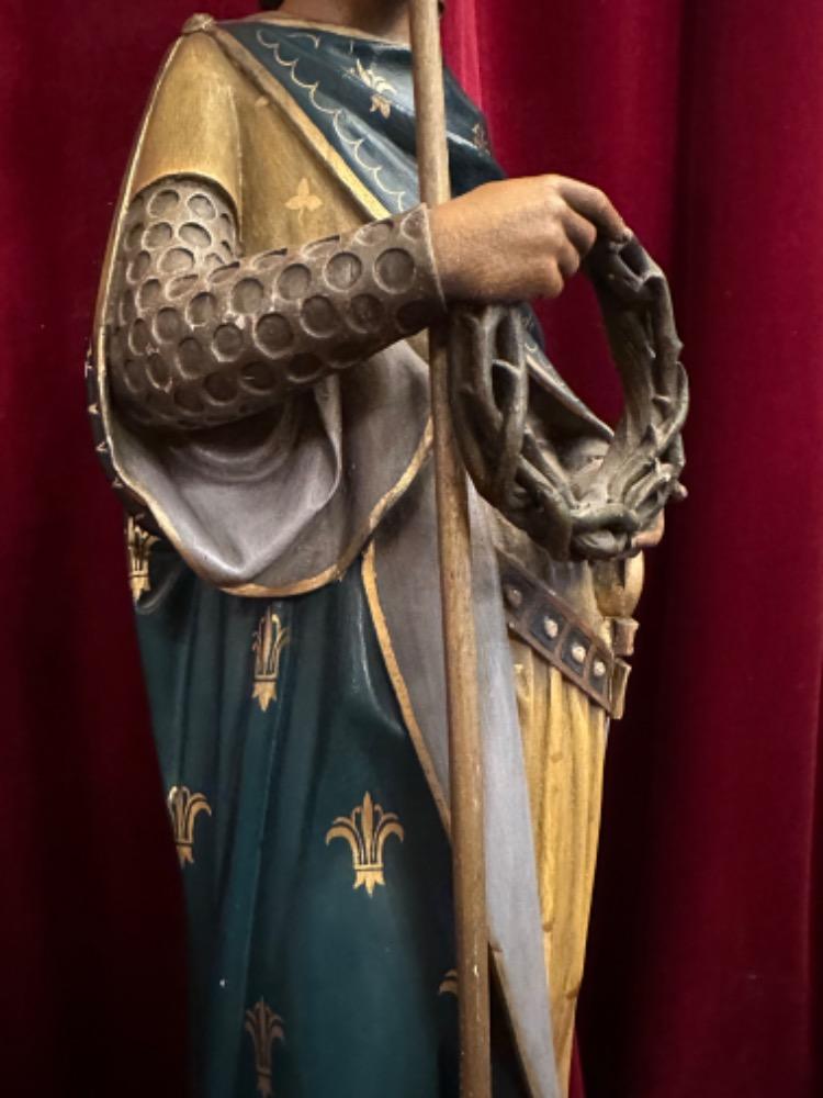 1 Gothic - Style Statue Of Louis Ix Of France With An Accompanying Console