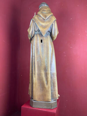 Statue St. Anthony Of Padua style Gothic - style en Terra - Cotta , Netherlands  20 th century ( Anno 1910 )