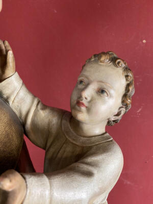 Statue St. Anthony Of Padua style Gothic - style en Terra - Cotta , Netherlands  20 th century ( Anno 1910 )