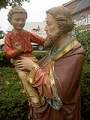 Statue St.Joseph style Gothic - Style en Plaster polychrome, Belgium  19 th century ( Anno 1864 )