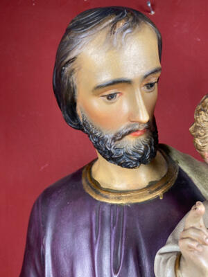 Statue St. Joseph & Child style Gothic - style en Wood - Pap, Germany 19 th century ( Anno 1885 )