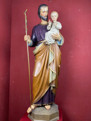 Statue St. Joseph & Child style Gothic - style en Wood - Pap, Germany 19 th century ( Anno 1885 )