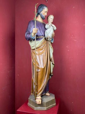 Statue St. Joseph & Child style Gothic - style en Wood - Pap, Germany 19 th century ( Anno 1885 )