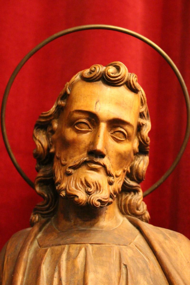 1 Gothic - style Statue St. Joseph With A Copy Of St. Peter’S At Rome