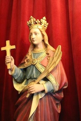 Statue St. Margaret Of Antioch  / Hagia Marina / Margaret The Virgin style Gothic - style en plaster polychrome, Belgium 19th century