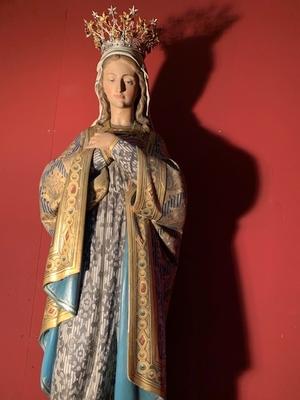 Statue St. Mary Immaculatae Conceptionis  style Gothic - style en wood polychrome, Belgium 19th century ( anno 1890 )