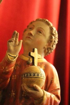 Statue St. Mary With Child style Gothic - style en plaster polychrome, Belgium 19th century ( anno 1875 )