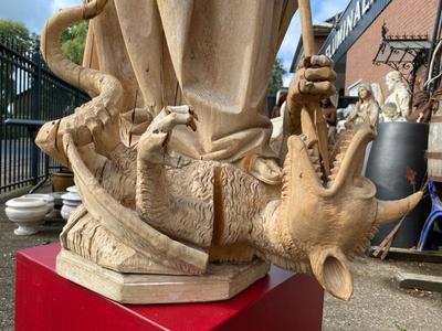 Stunning And Exceptional Large Statue St. Michael style Gothic - Style en Fully Hand - Carved Wood , Germany 19 th century ( Anno 1875 )