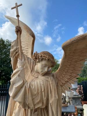 Stunning And Exceptional Large Statue St. Michael style Gothic - Style en Fully Hand - Carved Wood , Germany 19 th century ( Anno 1875 )