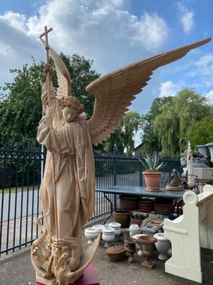 Stunning And Exceptional Large Statue St. Michael style Gothic - Style en Fully Hand - Carved Wood , Germany 19 th century ( Anno 1875 )