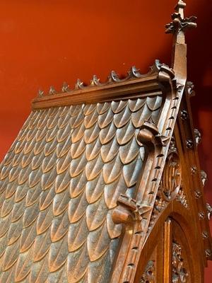 Tabernacle With Original Key.  style Gothic - style en Oak wood / Iron Safe / Brass Doors, Belgium 19th century ( anno 1875 )