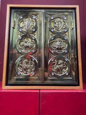 Tabernacle With Original Key style Gothic - Style en Brass / Bronze / Gilt / Stones, Dutch 19th century ( anno 1875 )