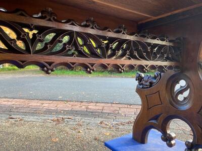 Table  style Gothic - Style en Walnut wood , Belgium  19 th century