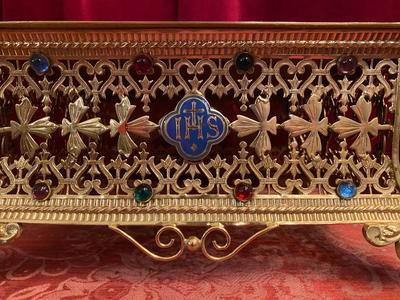 Tabor style Gothic - Style en Brass / Stones / Enamel Polished / New Varnished, France 19th century ( anno 1890 )