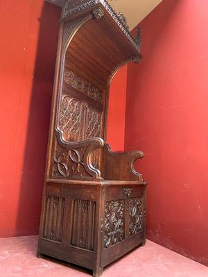 Throne style Gothic - Style en Oak Wood, Belgium 19th century