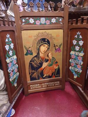 Triptych  style Gothic - Style en Wood Oak, Belgium  19 th century ( Anno 1890 )