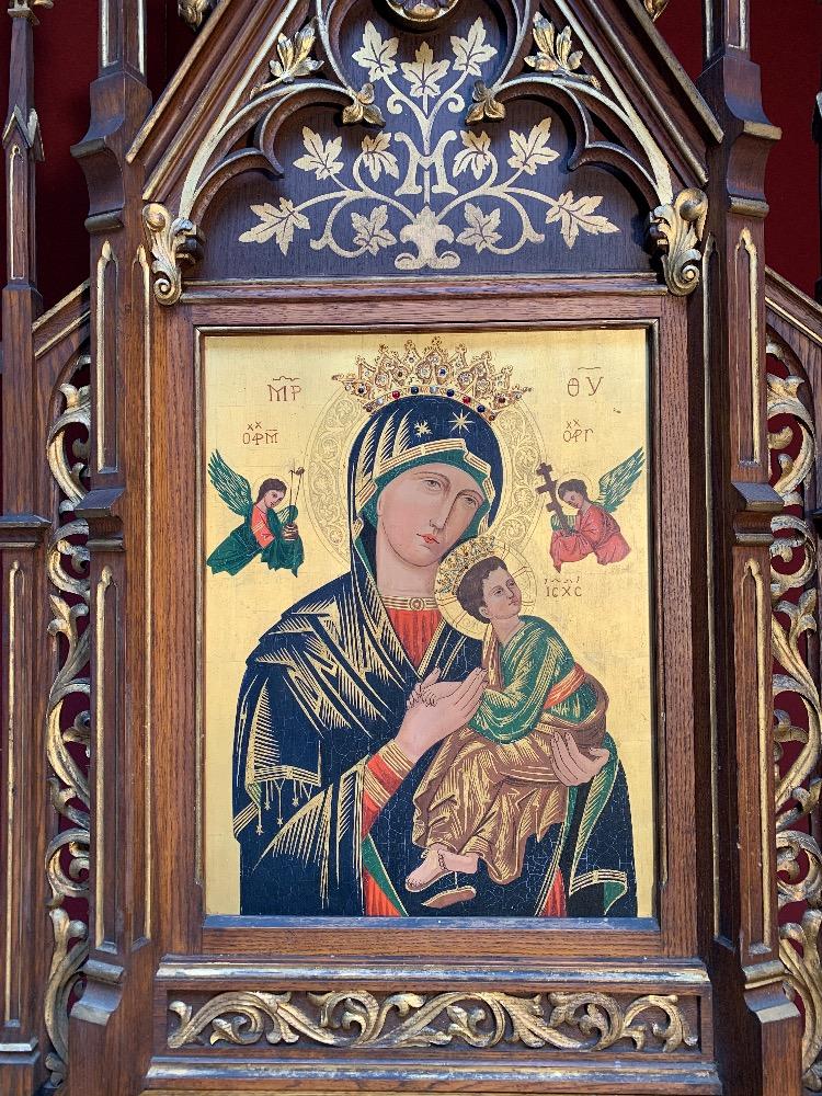 1 Gothic - Style Unique Combination: Home-Altar And Offertory-Box Devoted To Our Lady Of Perpetual Help