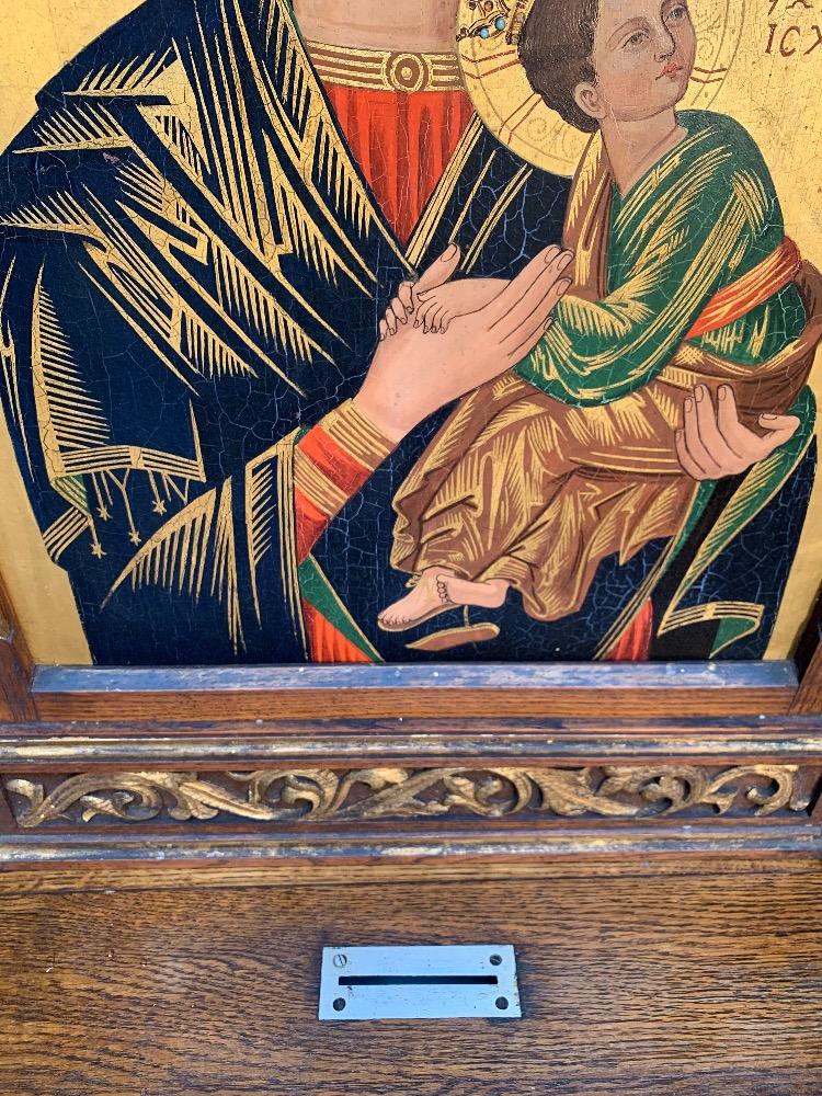 1 Gothic - Style Unique Combination: Home-Altar And Offertory-Box Devoted To Our Lady Of Perpetual Help