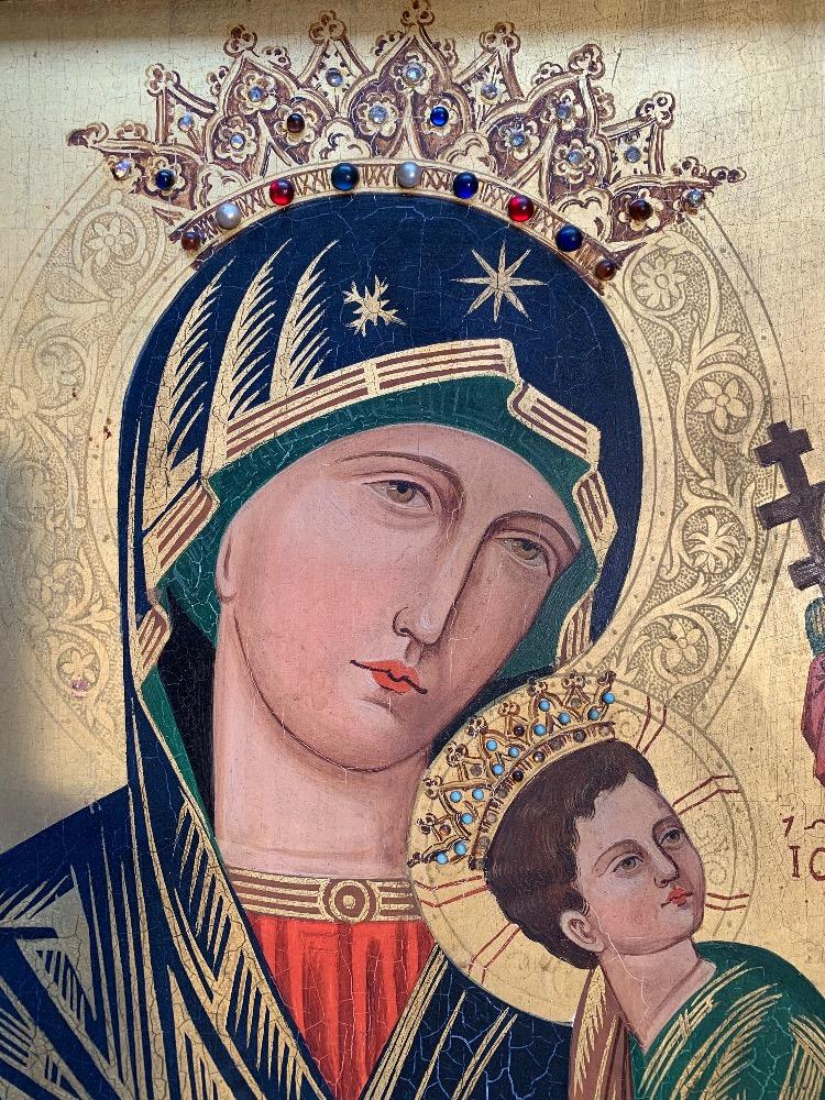 1 Gothic - Style Unique Combination: Home-Altar And Offertory-Box Devoted To Our Lady Of Perpetual Help