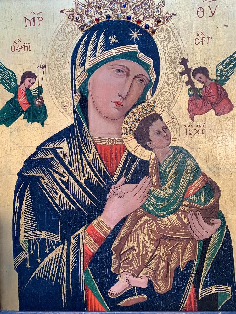 1 Gothic - Style Unique Combination: Home-Altar And Offertory-Box Devoted To Our Lady Of Perpetual Help