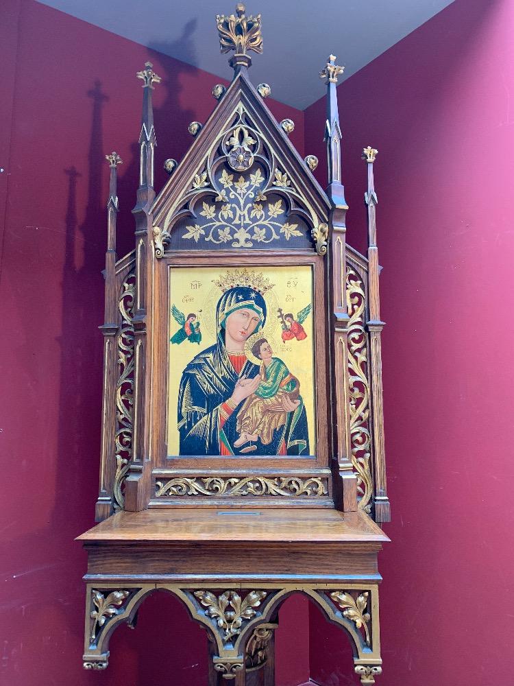 1 Gothic - Style Unique Combination: Home-Altar And Offertory-Box Devoted To Our Lady Of Perpetual Help