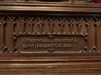 Unique Home-Altar With Ex Ossibus Relic Of Duke Henri Ii The Pious Of Silesia – Poland St. Mary Added Later / With Hand-Written Document Inside  style Gothic - style en hand-carved wood , Germany - Poland RELIC 18TH CENTURY / HOMEALTAR GIFT IN 1860