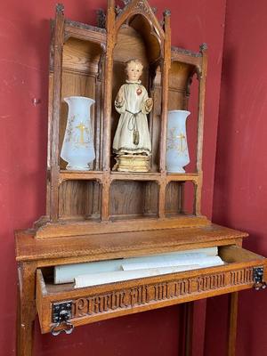 Very Rare And Unique Home Altar style Gothic - Style en Oak Wood, Belgium 19th century