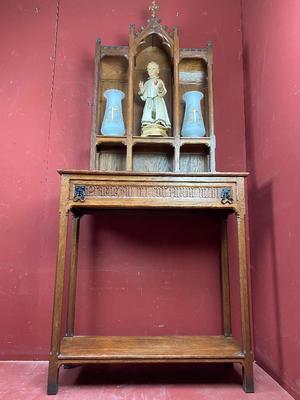 Very Rare And Unique Home Altar style Gothic - Style en Oak Wood, Belgium 19th century