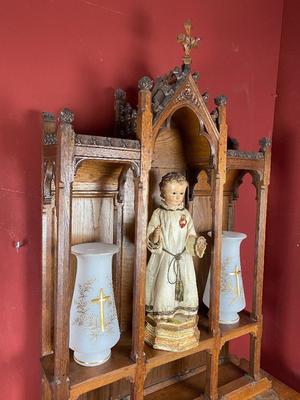 Very Rare And Unique Home Altar style Gothic - Style en Oak Wood, Belgium 19th century