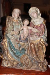 The Virgin & Child With St. Anne  style Gothic en wood polychrome, Germany 17 th century