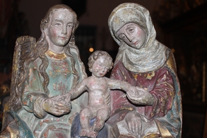 The Virgin & Child With St. Anne  style Gothic en wood polychrome, Germany 17 th century