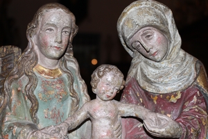 The Virgin & Child With St. Anne  style Gothic en wood polychrome, Germany 17 th century