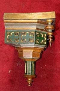 Wall Pedestal style gothic en wood polychrome, Dutch 19th century