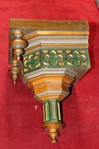 Wall Pedestal style gothic en wood polychrome, Dutch 19th century