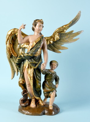 Guardian Angel  en Carved Wood Polychrome, Southern Germany 20 th century