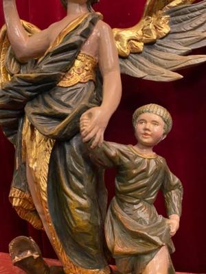 Guardian Angel  en Carved Wood Polychrome, Southern Germany 20 th century