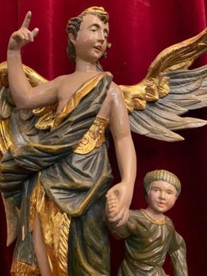 Guardian Angel  en Carved Wood Polychrome, Southern Germany 20 th century