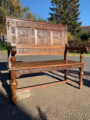 Hall - Bench en Oak wood, 19 th century