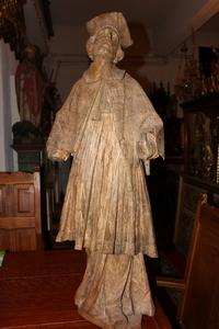 Hand-Carved Full Oak Statue St. Johannes Nepomucenus en Oak, SOUTHERN-GERMANY 17 th century