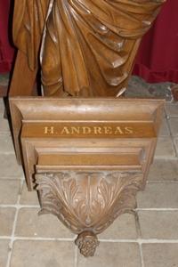 Hand-Carved St. Andreas en LIME-TREE WOOD, Dutch 18 th century