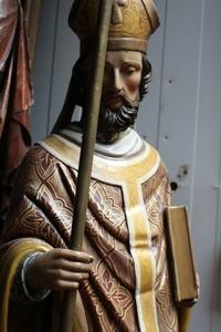 Hand-Carved Statue en wood polychrome, Belgium 19 th century