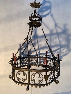 Hand Forged Iron Chandelier en Hand Forged Iron, Belgium 19th century