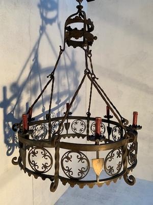 Hand Forged Iron Chandelier en Hand Forged Iron, Belgium 19th century