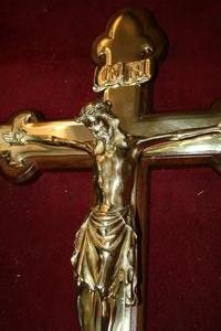 Hanging Cross en Bronze / Wood, Belgium 19th century