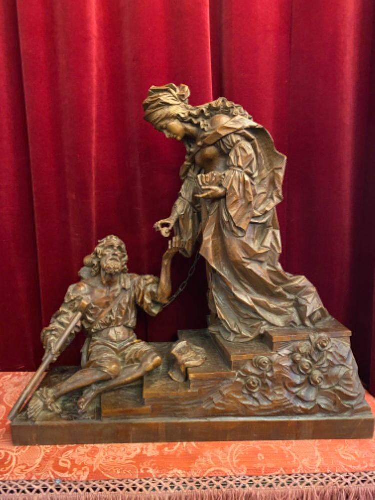 1  High Quality Fully Hand-Carved Imagination “St. Elizabeth Gives The Beggar Alms”