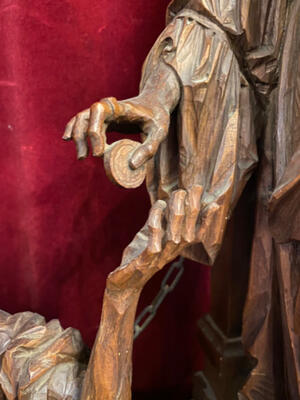 High Quality Fully Hand-Carved Imagination “St. Elizabeth Gives The Beggar Alms”  en Wood, Bolzano – Italy 19th century