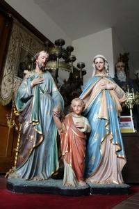 Holy Family Statue en Terra-Cotta polychrome, Belgium 19th century